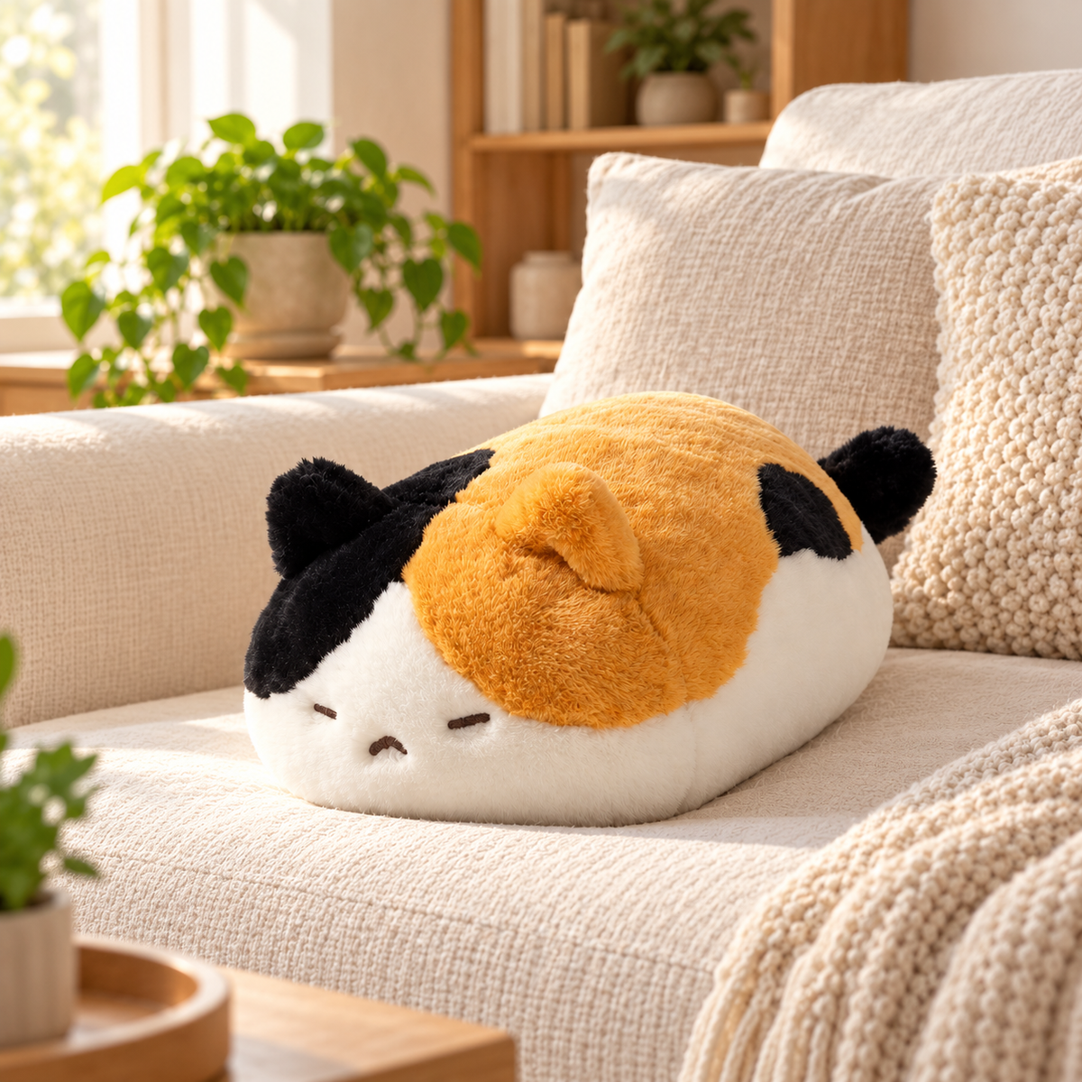 Tricolor Cat Plush Cushion