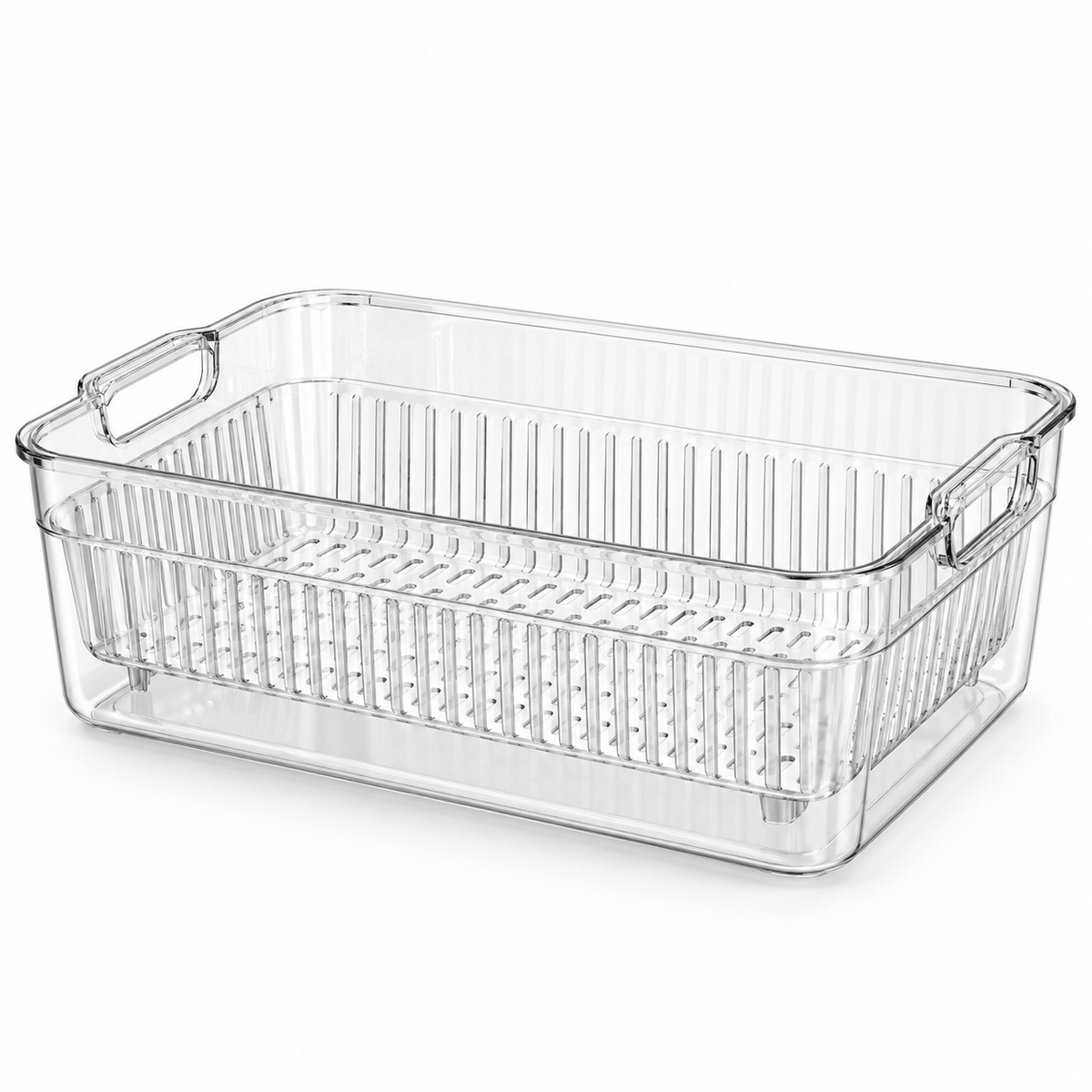 Medium Transparent Double-Layer Dish Draining Basket