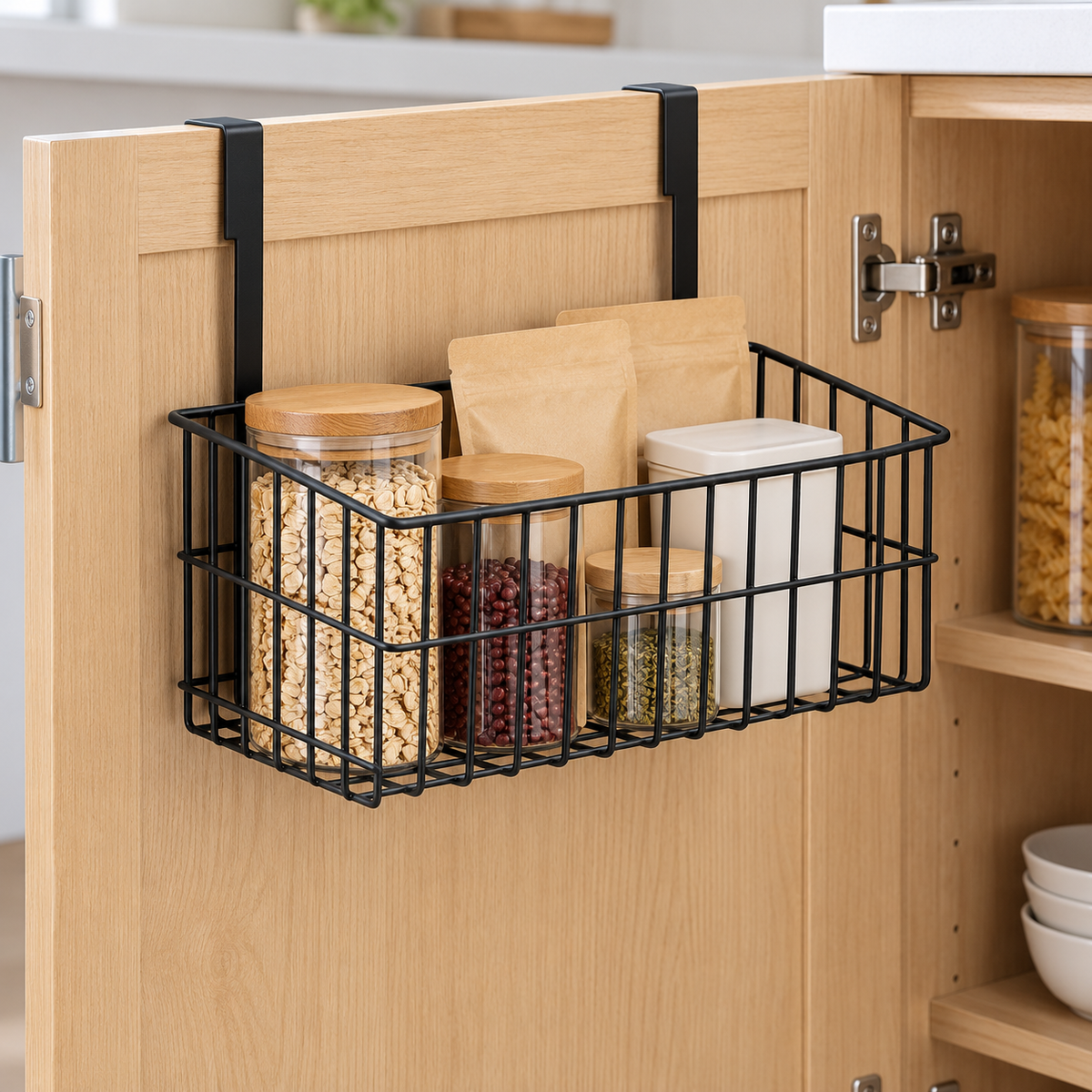 Black Double-Hook Flat Basket